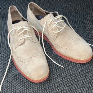 Cole Haan LunarGrand Wingtip shoes in beige suede